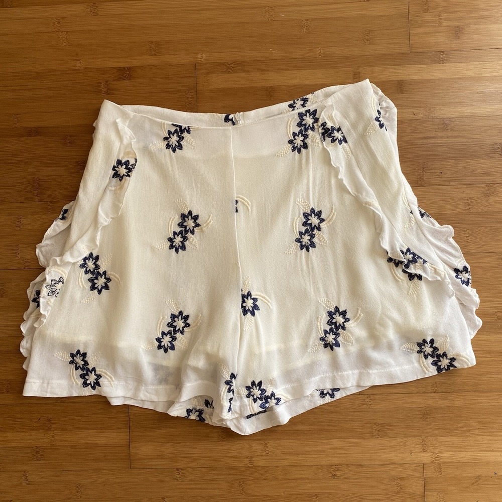 I. Madeline Womens M‎ Shorts Embroidered Floral High Rise White